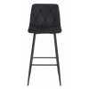 Črn barski stol NADO VELVET s črnimi nogami