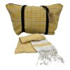 Stylový set plážové tašky + osušky HAMAM 75x150 cm, okrově žlutý, 100% organická bavlna