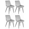 Moderní světle šedá židle SOSA z mikroplyše s černými nohami