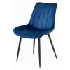 Pohodlná modrá sametová židle SOSA s černými nohami do jídelny