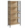 Knihovna TAYLOR SONOMA – 5 polic, dekor dub sonoma a černý kovový rám pro industriální styl.