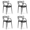 Komplet 4 črnih plastičnih stolov KATO