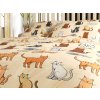 Posteljnina mikropliš COLORED CATS kremna