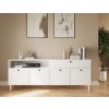 Moderní bílá komoda 200x75 cm – skvělé úložné řešení do obývacího pokoje, ložnice či jídelny.
