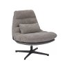 Relaxační otočné křeslo FELICIA RAVEN šedé s detaily z eko kůže