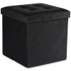 Černý skládací taburet ZAREX VELVET L s úložným prostorem