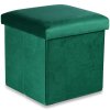 Zelený skládací taburet CUBEXO VELVET M s úložným prostorem