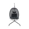 Ratanové závěsné křeslo MOLINE – moderní černé provedení pro stylový domov i zahradu.