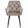 Stylové béžové křeslo JORK VELVET s černými nohami do jídelny