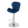 Designová barová židle WEST VELVET modrá s otočným sedákem