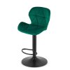 Designová barová židle WEST VELVET zelená s matným černým podstavcem