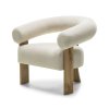 Designové křeslo KOKEI krémové – jemný styl s dubovými nohami