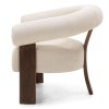 Luxusní křeslo KOKEI ALIA krémové čalounění a ořechový dekor