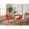 Oranžová jídelní židle KITO s dřevěnými nohami z buku