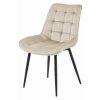 Židle BERA béžová sametová s černými nohami do jídelny