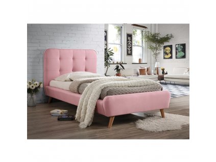 Ružová čalúnená posteľ TIFFANY 90 x 200 cm