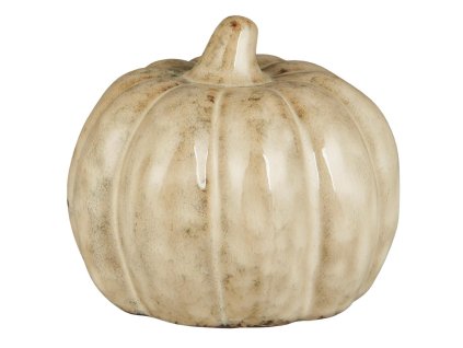 Kameninová dekorace dýně PUMPKIN STANDING Ø10 cm krémová na podzimní výzdobu