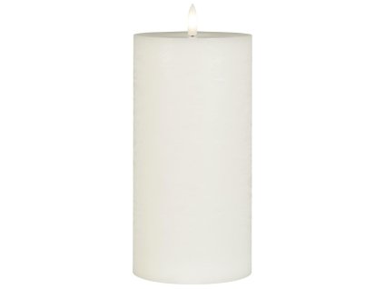 LED sloupová svíčka WARM FLAME 20 cm bílá s realistickým plamenem