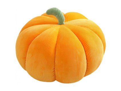 Dekorační polštář ve tvaru dýně PUMPKIN 18 cm, oranžový s podzimním designem