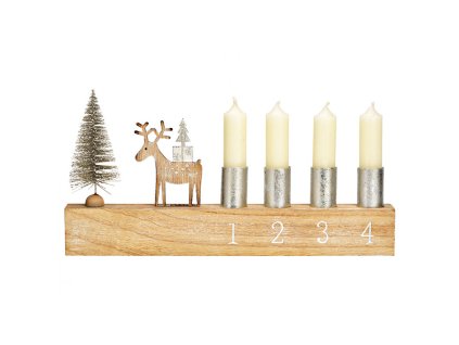 Adventný drevený svietnik DEER 31x16 cm prírodný