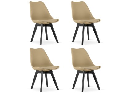 Elegantní jídelní židle BALI MARK s béžovým sedákem a černými nohami pro stylové stolování.