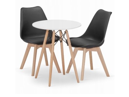 Jídelní set 1+2 s bílým stolem OSLO a černými židlemi BALI MARK