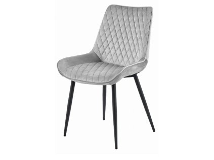Světle šedá sametová židle VERDO s černými nohami – moderní doplněk do každého interiéru.