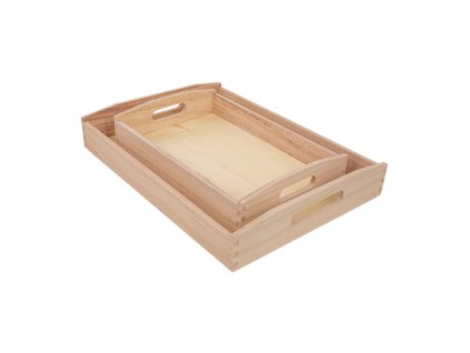 Sada 2 dřevěných podnosů TIMBER TRAYS pro stylové servírování
