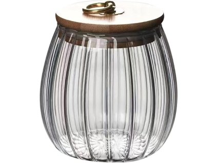 Skleněná dóza s bambusovým víkem 700 ml – stylové skladování.