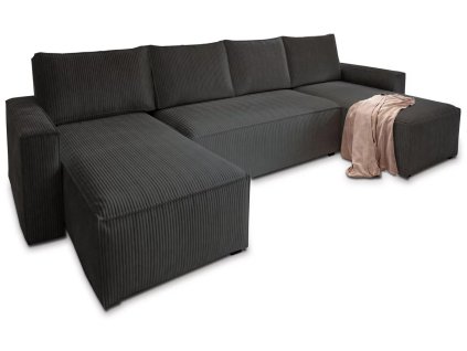 Luxusní černá sedací souprava do U COSARO 295x140 cm