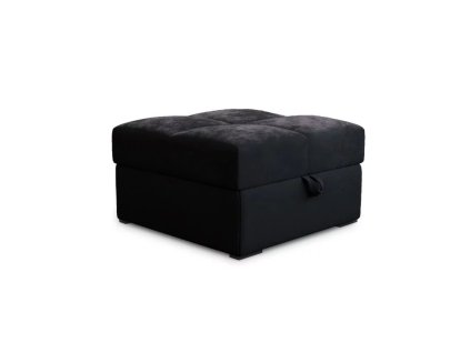 Černý taburet ZENOVA s úložným prostorem 65 x 65 cm – stylový a funkční prvek do interiéru.