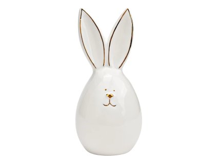 Keramický zajíček AURIC BUNNY 14 cm bílý se zlatými detaily