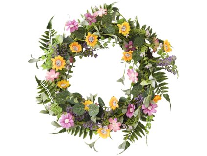 Jarní věnec SPRING FLORAL Ø45 cm s květinami na dveře