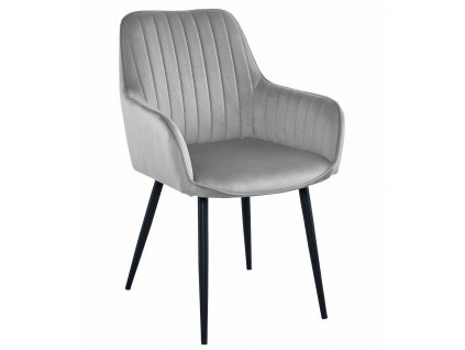 Elegantní jídelní židle SOLDEN světle šedá ze sametu