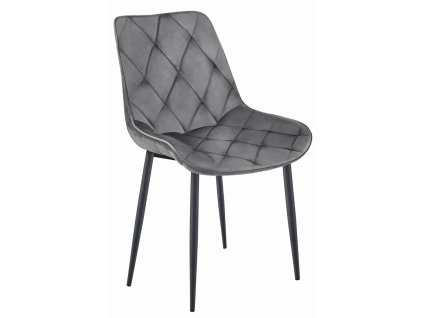Sametová jídelní židle TOR tmavě šedá s elegantním prošitím