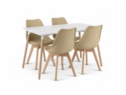 Jídelní set ADRIA a béžové židle BALI MARK s bukovými nohami