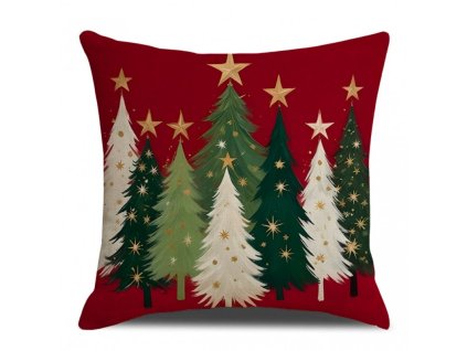 Vánoční povlak na polštář MAGIC TREES 45x45 cm s motivem stromečků