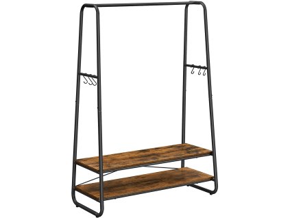 Rustikální stojan na oblečení TAYLOR 100×45×160 cm se 2 policemi