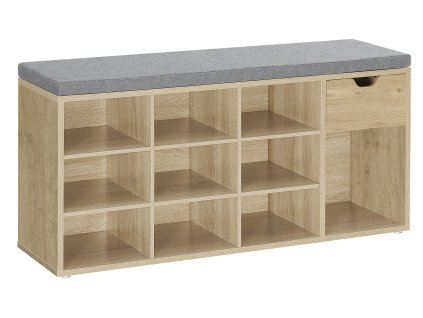 Botník s lavicí TAYLOR ARTISAN 104x30x48 cm se šedým sedákem a zásuvkou