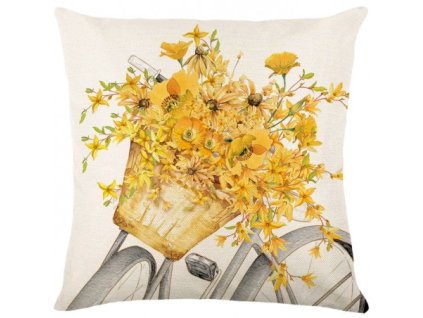 Lněný povlak na polštář VELOBLOOM 45x45 cm s motivem kola