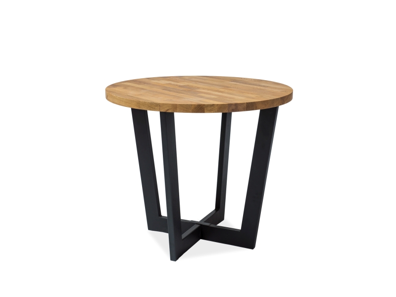 Čierny jedálenský stôl s dubovou doskou CONO fi 90