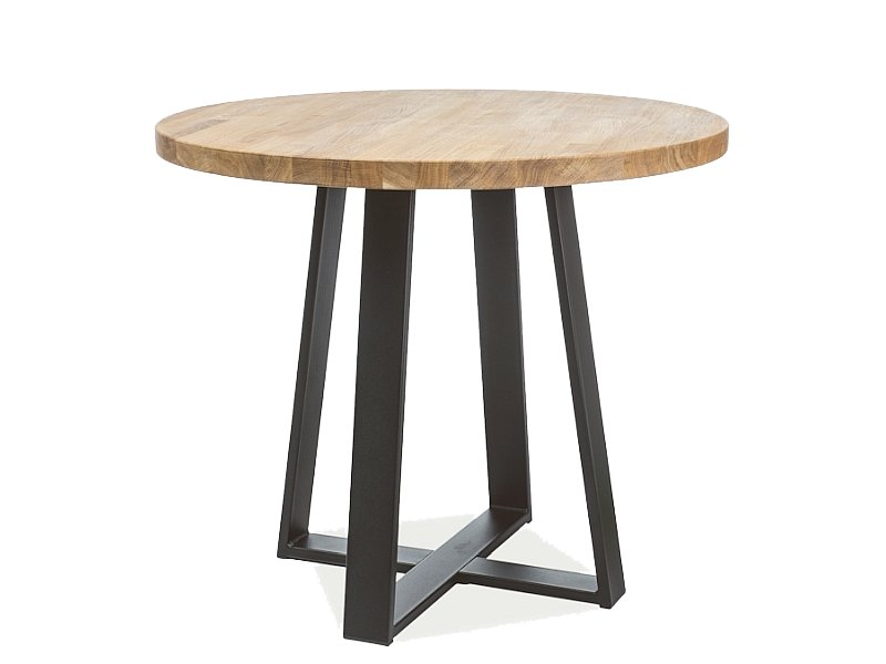 Čierny jedálenský  stôl s dubovou doskou VASCO fi 80