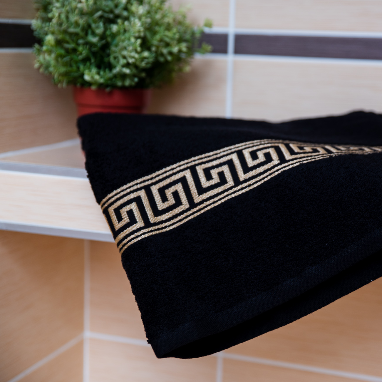 Uterák GREEK 50 x 90 cm čierny, 100% bavlna