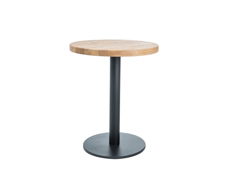 Čierny jedálenský stôl PURO II s doskou v dekore dub, fi 80