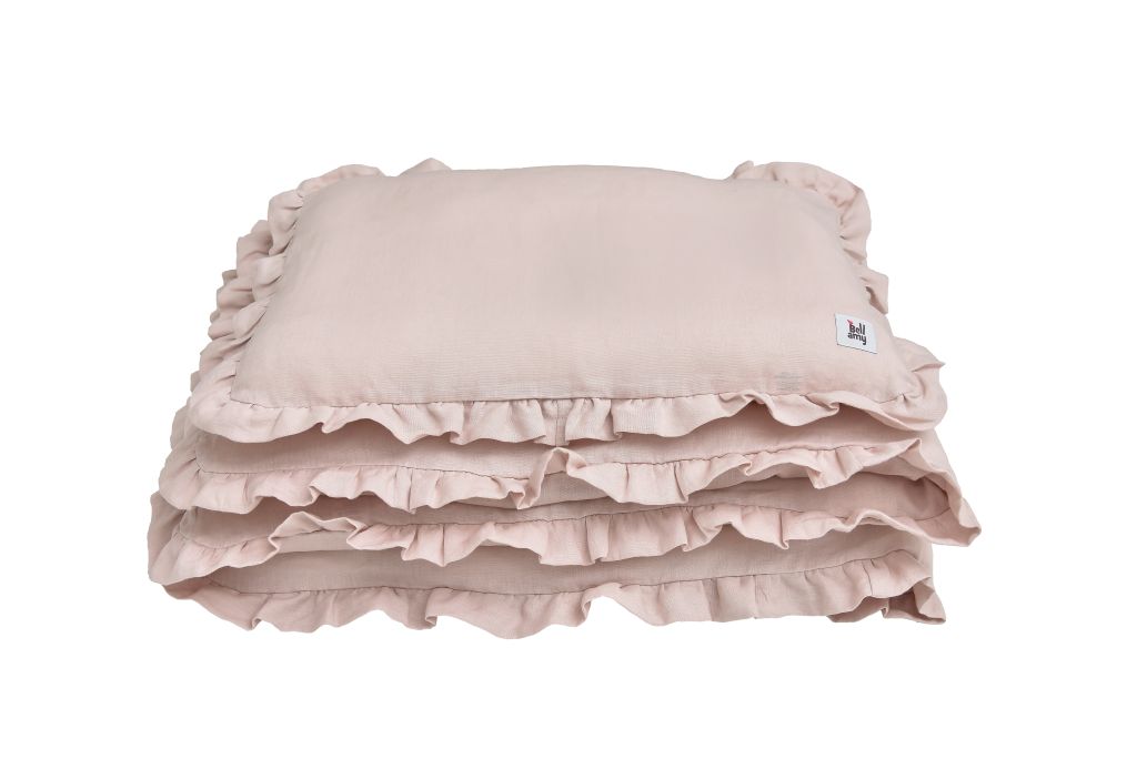 E-shop Bellamy Ľanové obliečky do postieľky DUSTY PINK, vel. M