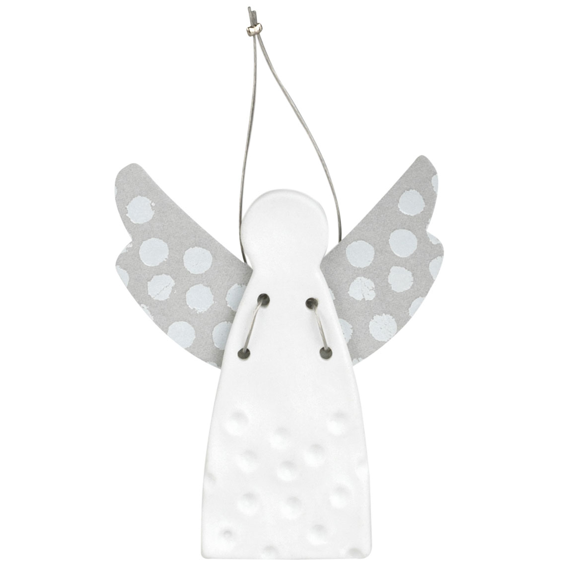 Räder Porcelánový závesný anjel DOTS SILVER (9 cm)