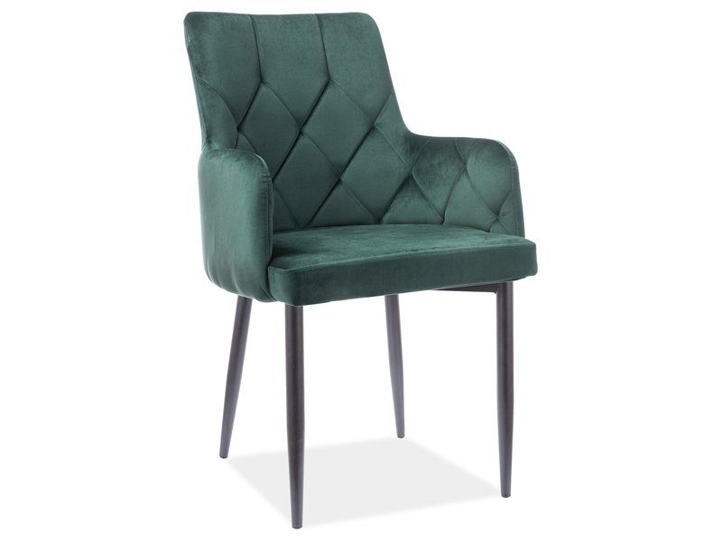 Zelená stolička s čiernymi nohami RICARDO B VELVET
