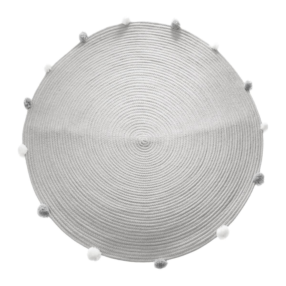 E-shop Okrúhly sivý koberec s brmbolcami POMPOME 90 cm
