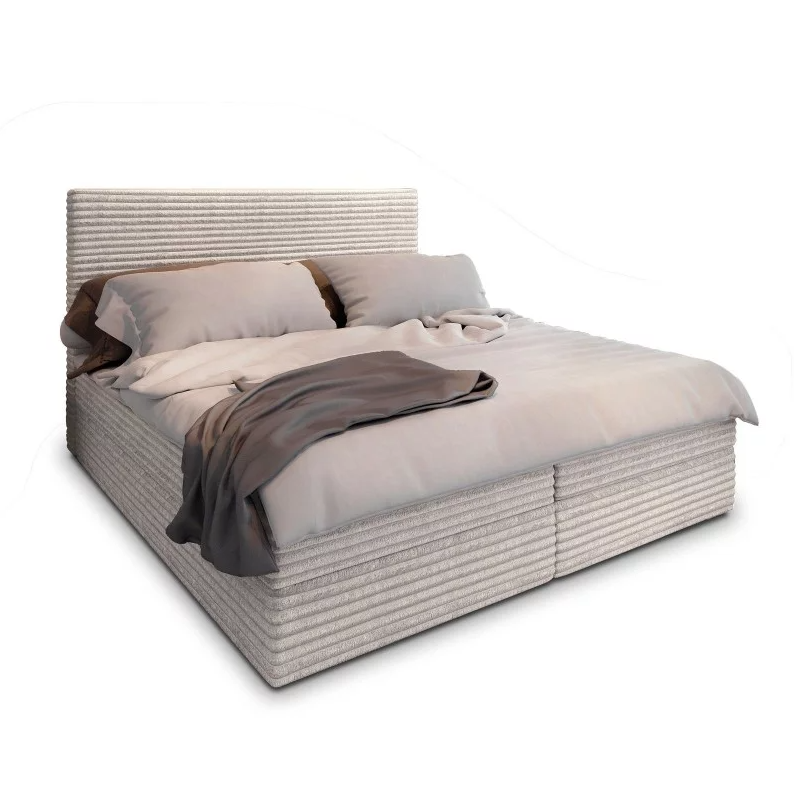 Čalúnená posteľ boxspring ISPIRA 140x200 cm krémová Matrac: Bonell pružinová matrac