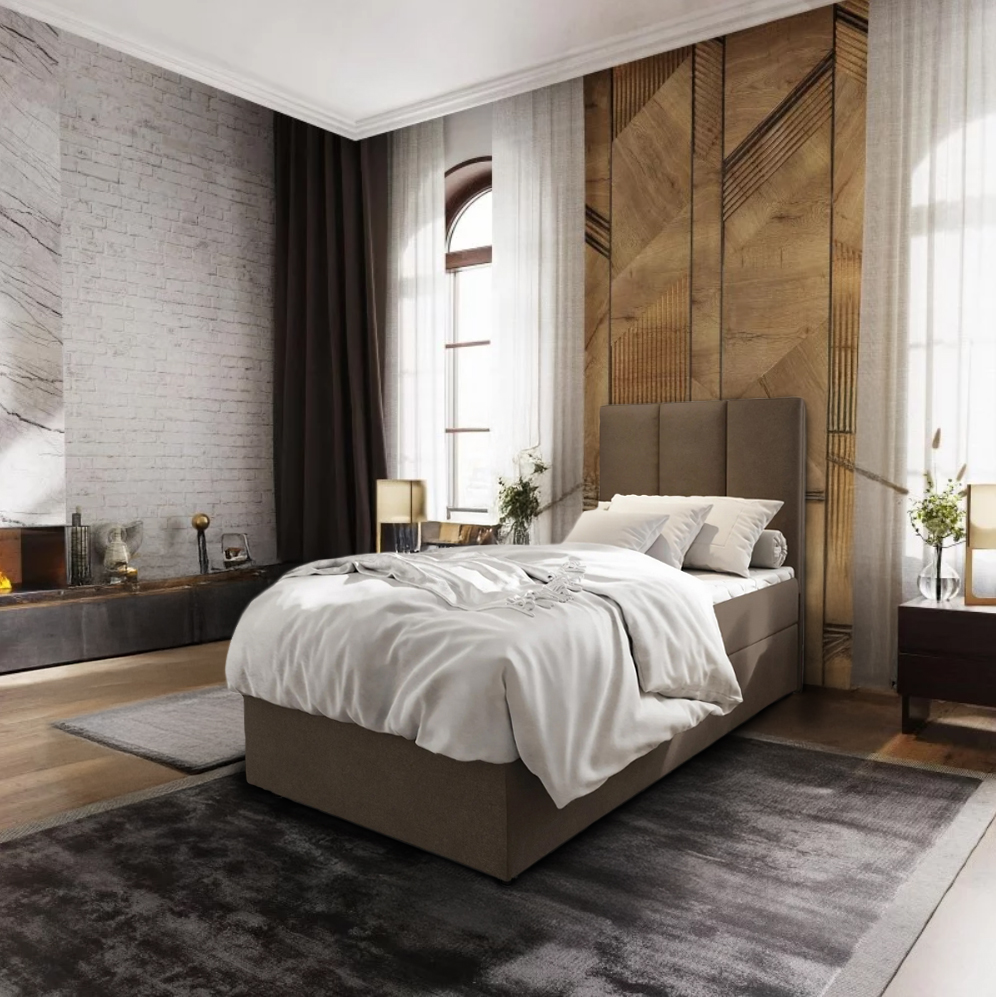 Čalúnená posteľ boxspring MERALIS 80x200 cm hnedá Matrac: Bonell pružinová matrac